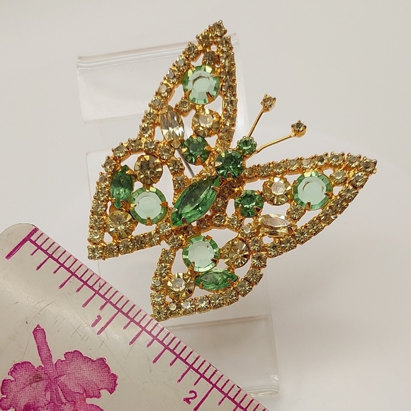 ALICE CAVINESS Green URANIUM GLASS Butterfly Vintage Glower Brooch Pin EVC - Picture 12 of 15